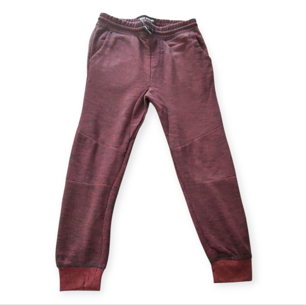 NWT Blue Crown Burgundy Boy's Streaky Slub Joggers - Picture 2 of 13